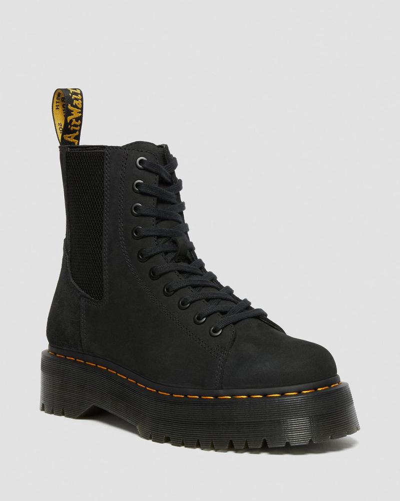 Botas Plataforma Dr Martens Jadon Nubuck Cuero Hombre Negros | MX 256JPQ